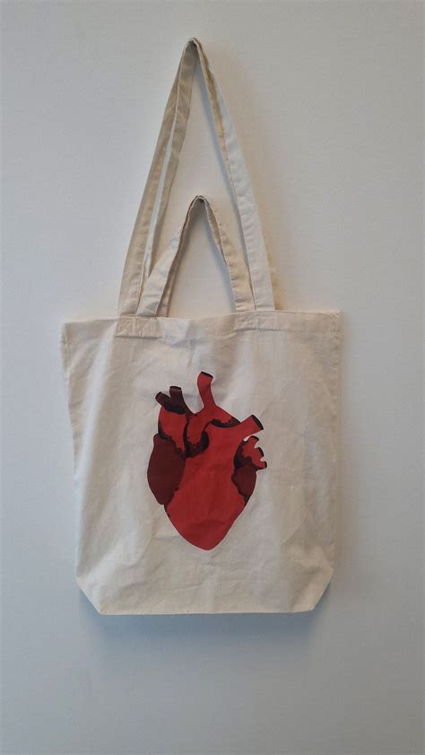 Anatomical Heart Tote Bag .